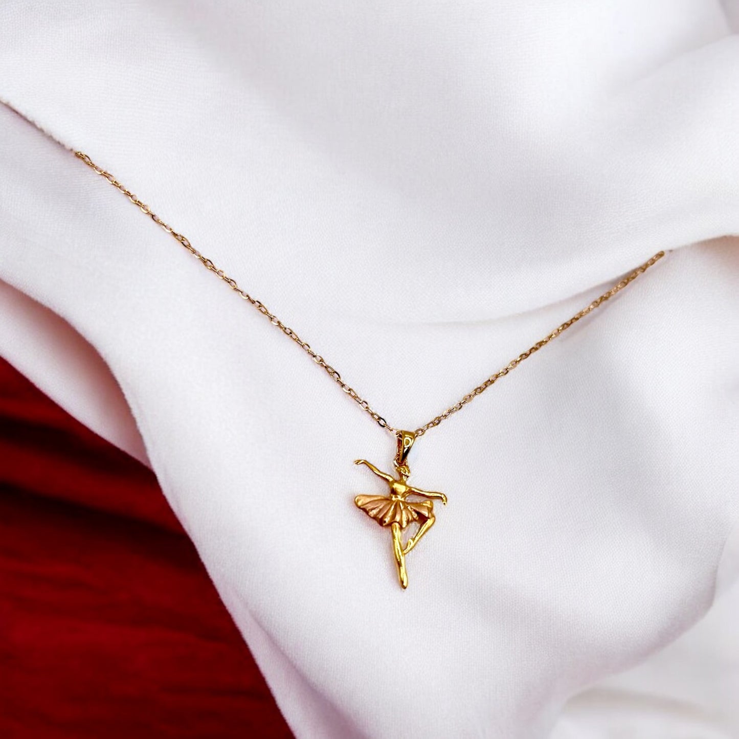 18k solid gold ballerina pendant