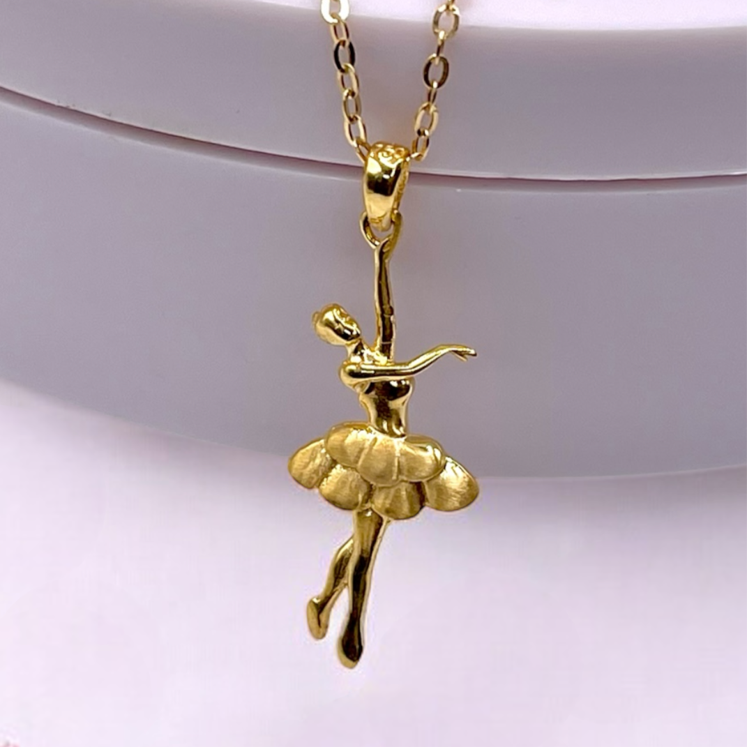 18k solid gold ballerina pendant