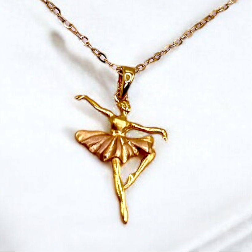 18k solid gold ballerina pendant